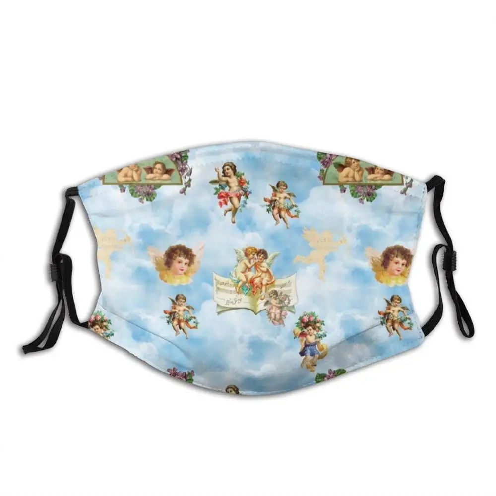 Clouds Angel Cherubs Funny Print Reusable Pm2.5 Filter Face Mask Angelic Celestial Heaven Heavenly | Аксессуары для одежды