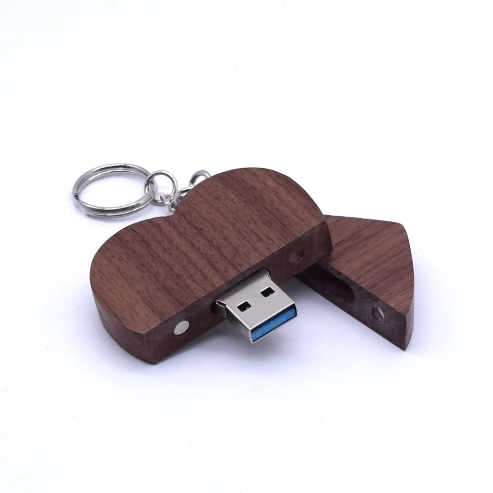 Более 10 шт. бесплатный логотип) Сердце Деревянный+ коробка Usb флеш-накопитель флэш-диск карта памяти 8 г 32 г 64 г Usb 3,0 свадебные подарки - Цвет: walnut
