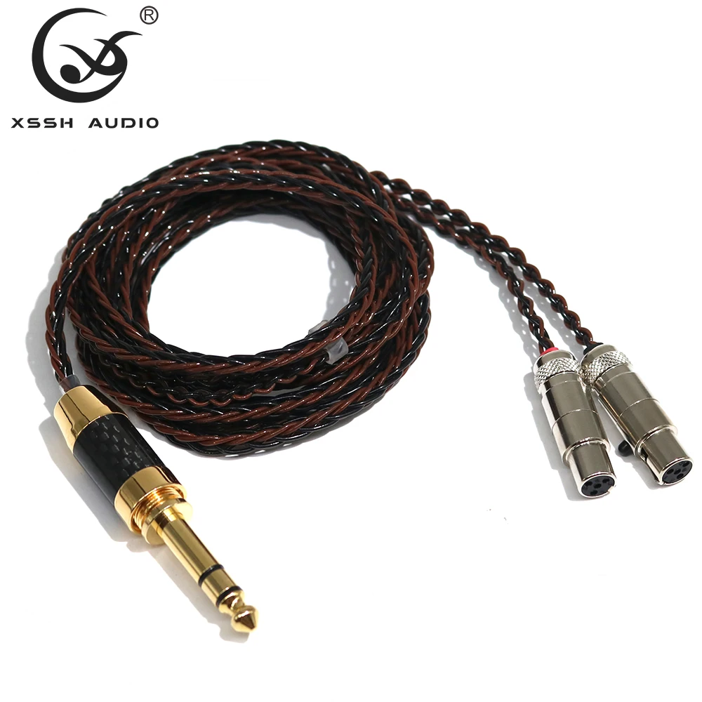 4 pins mini XLR to 1 4 6 35mm 6 5mm stereo plug Cables XSSH audio YIVO pure silver Headphone Earphone Extension Cable Wire Cord