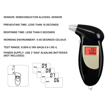 

1PCS Handheld Backlight Digital Alcohol Tester Digital Alcohol Breath Tester Breathalyzer Analyzer LCD Detector Backlight Light