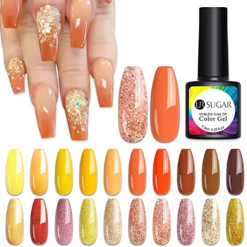 

UR SUGAR 7.5ml Glitter Sequins UV Gel Polish Yellow Gel Lacquers Soak Off Long Lasting Gel Polish Manicures Nail Art Varnishes