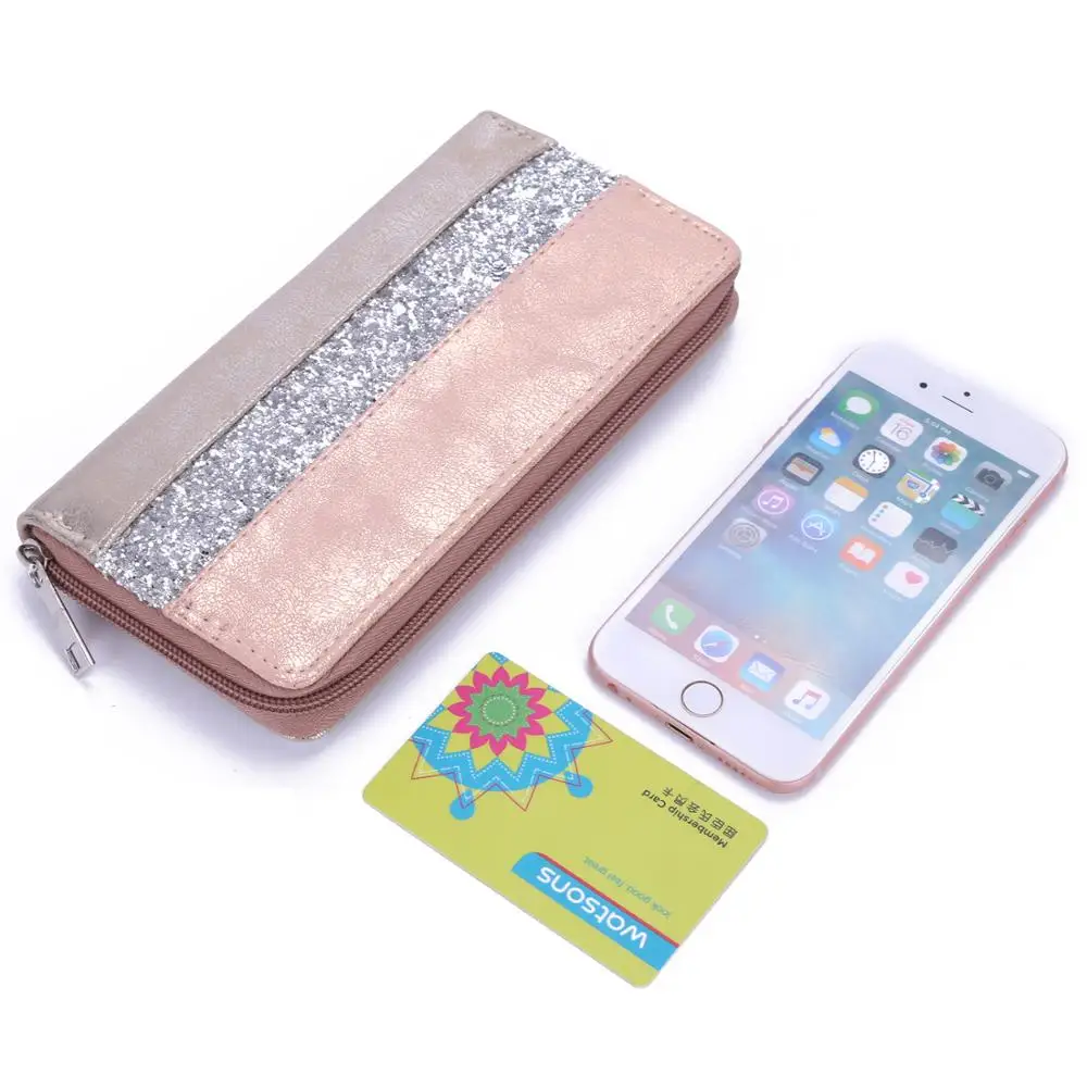 Кошелек с блестками для девушек мини сумка из искусственной кожи отделением карт