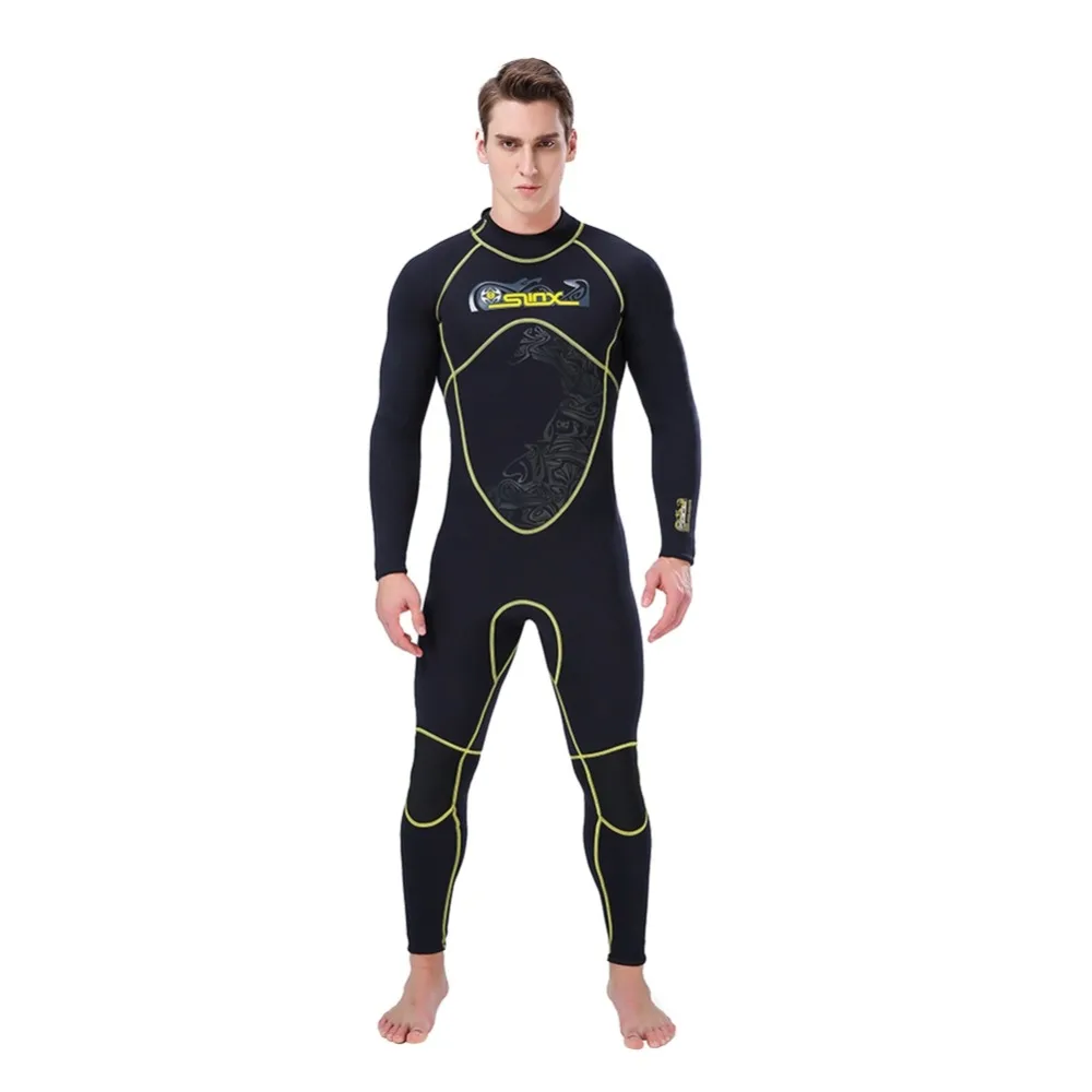 Men Swimsuit Adult Long Sleeve One-Piece Full Body Elastic Thermal 3mm Swimsuit Diving Snorkeling Surfing Suit