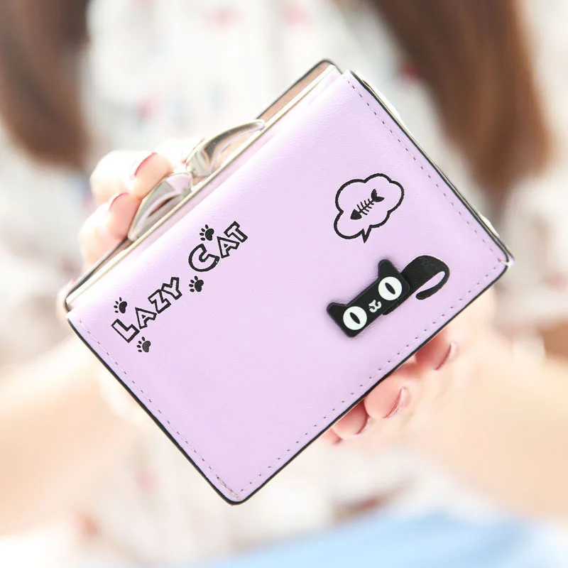 

Wallet ladies new Japanese cartoon lazy cat short ladies wallet three folding clutch bag coin bag casual wild ladies wallet