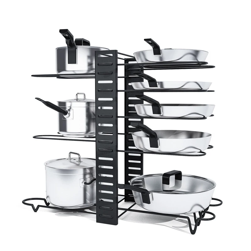 

Kitchen Accessories Multi-Layers Collapsible Movable Pot Lid Metal Organizer Shelf Place Pan Cover Lid Storage Stand Rack Holder