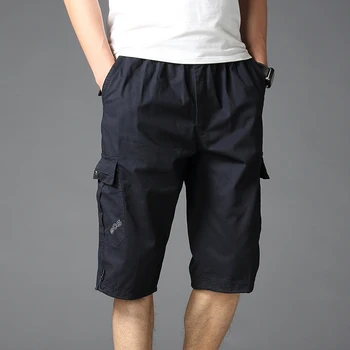 

Mens Pants High Waist Larg Size Cargo Pants Men Cotton with Zipper Pockets Tactical Pants Men Military Black Trousers Loose 4XL