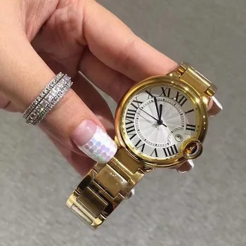 

3-pin luxury watch 36mm 42mm AAA Yellow Gold date Quartz movement balloon men watches tick movement battery watches 10