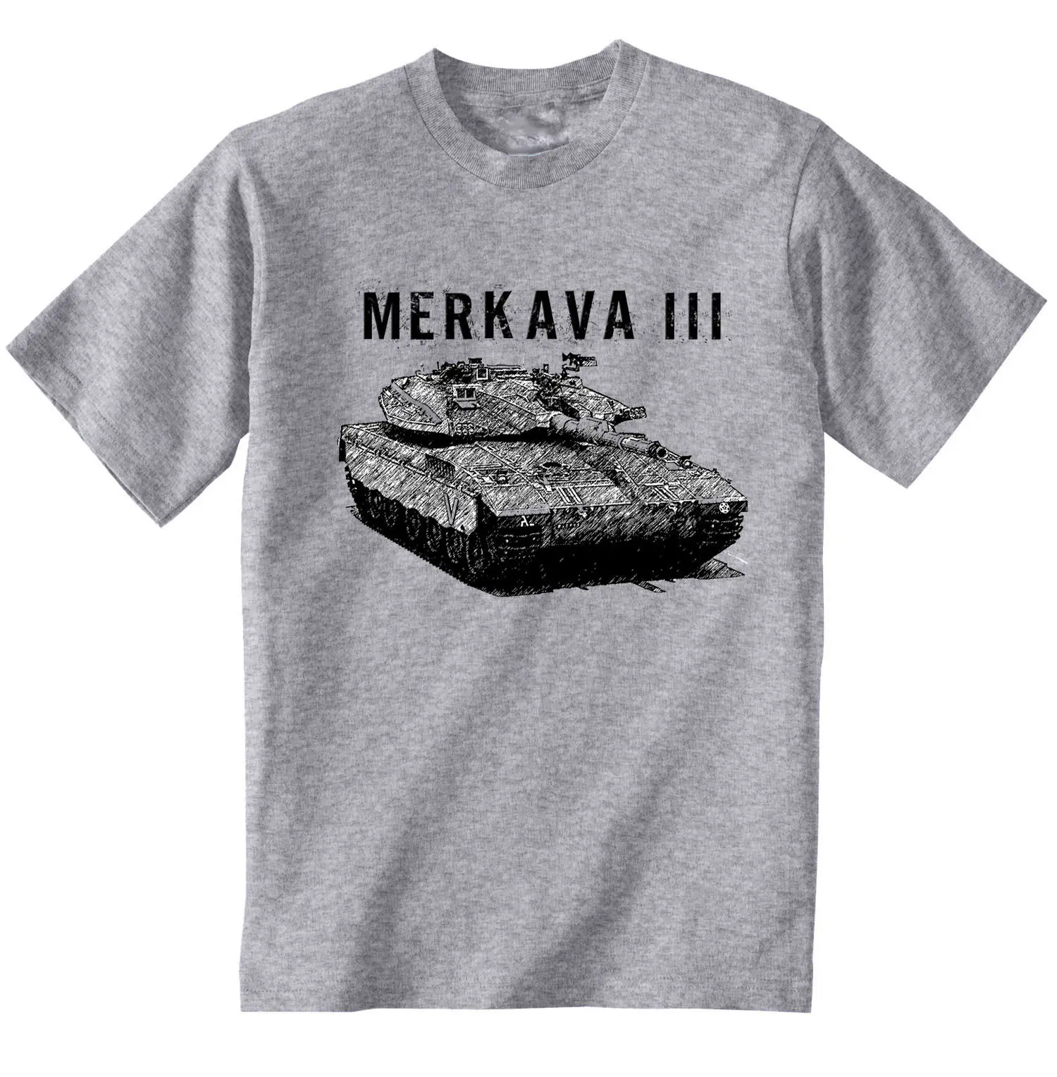 Новинка, Харадзюку, футболка с вырезом лодочкой, Merkava Iii, israilan Tank, новая хипстерская серая футболка, летняя мужская футболка, подходит для поп-топа, футболка