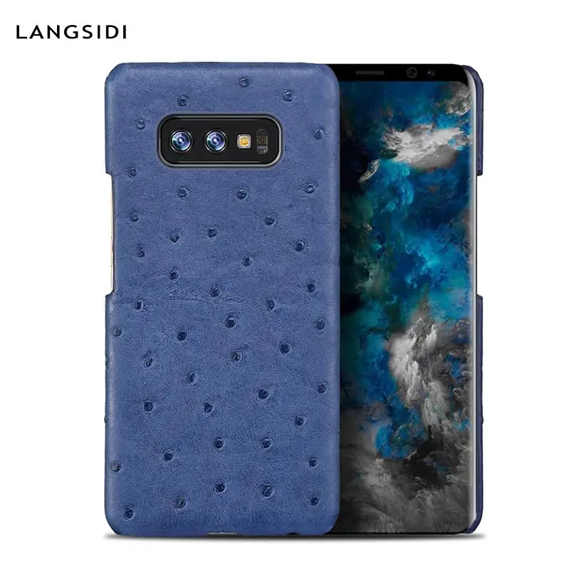 

ostrich skin Genuine Leather phone case for samsung s10 s7 s8 s9 cases For galaxy s10 Plus a70 a50 a40 a30 a8 a7 2018 back cover