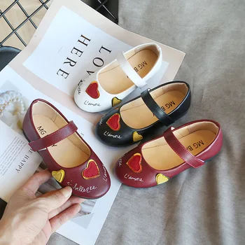 

Girls Leather Peas Shoes Spring Autumn Children Princess Soft Bottom Shoes Kids Shallow Mouth Single Hooks Shoes