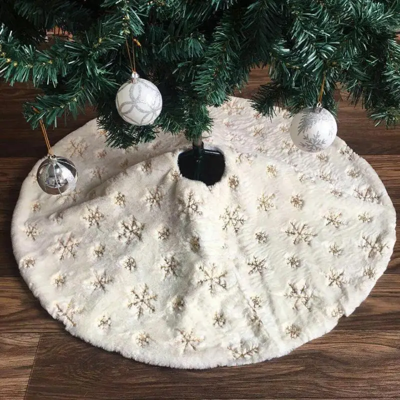

90 /122CM Cloth Christmas Tree Skirts Snowflakes Merry Christmas Decoration for Home Natal Natal Tree Skirts New Year Decoration