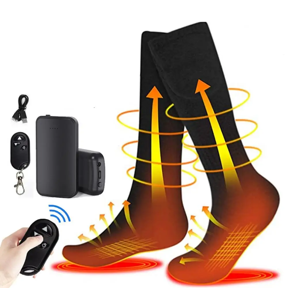 3.7v Unisex Remote Control Electric Heated Socks Boot Feet Warmer Usb
