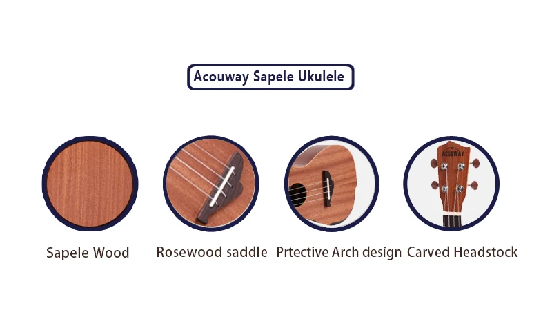 Acouway укулеле концерт сопрано Тенор укулеле 2" 24" 2" Sapele Ukulele укулеле Aquila струн добровольное миниатюрная гитара укулеле-тюнером ремешок