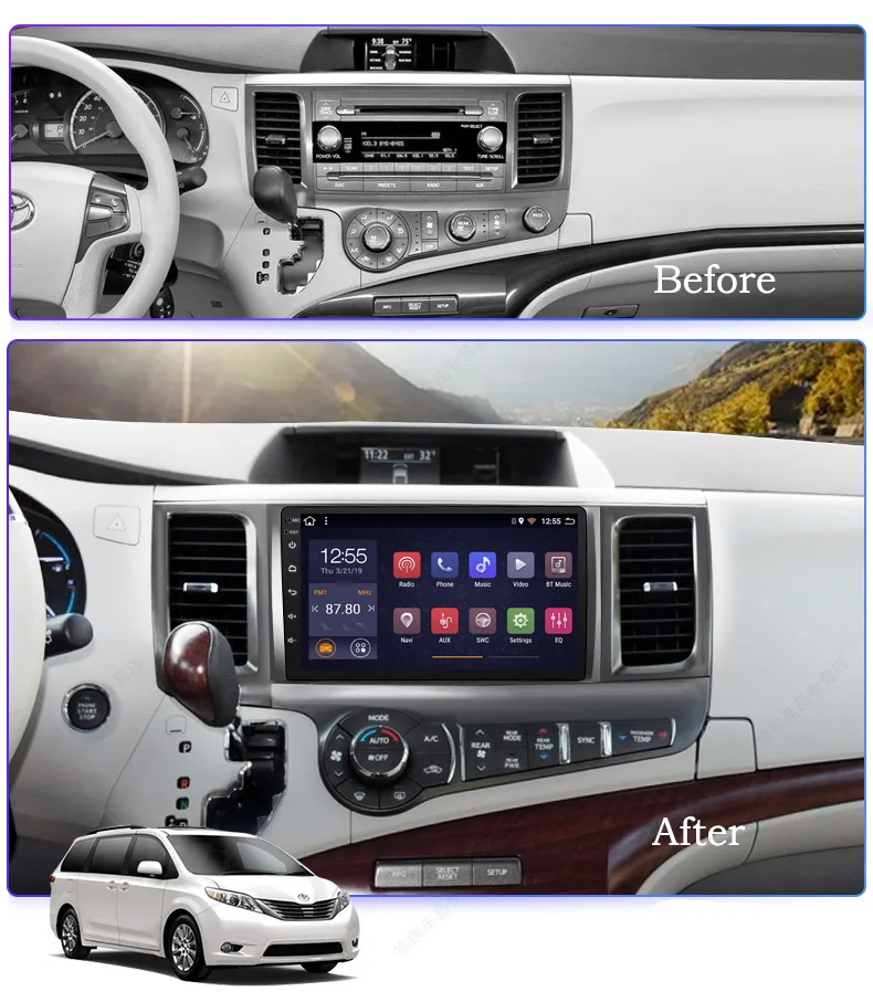 " Автомобильный мультимедийный Системы Android 8,1 для Toyota Sienna XL30 2010 2011 2012 2013 Octa core 2 Гб+ 32G