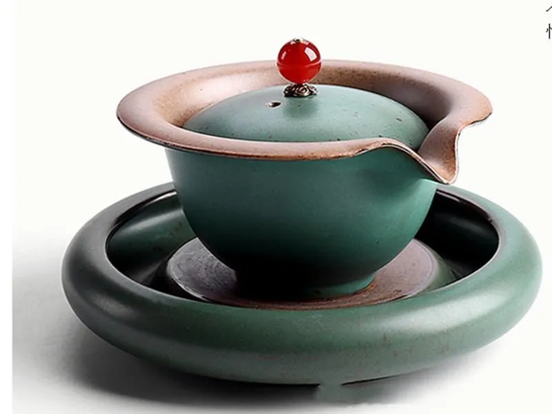 Фарфоровая чайная чаша с крышкой Gaiwan, комплект керамического блюдца/Офисная чайная церемония, Drinkare Decoration, Золотая супница