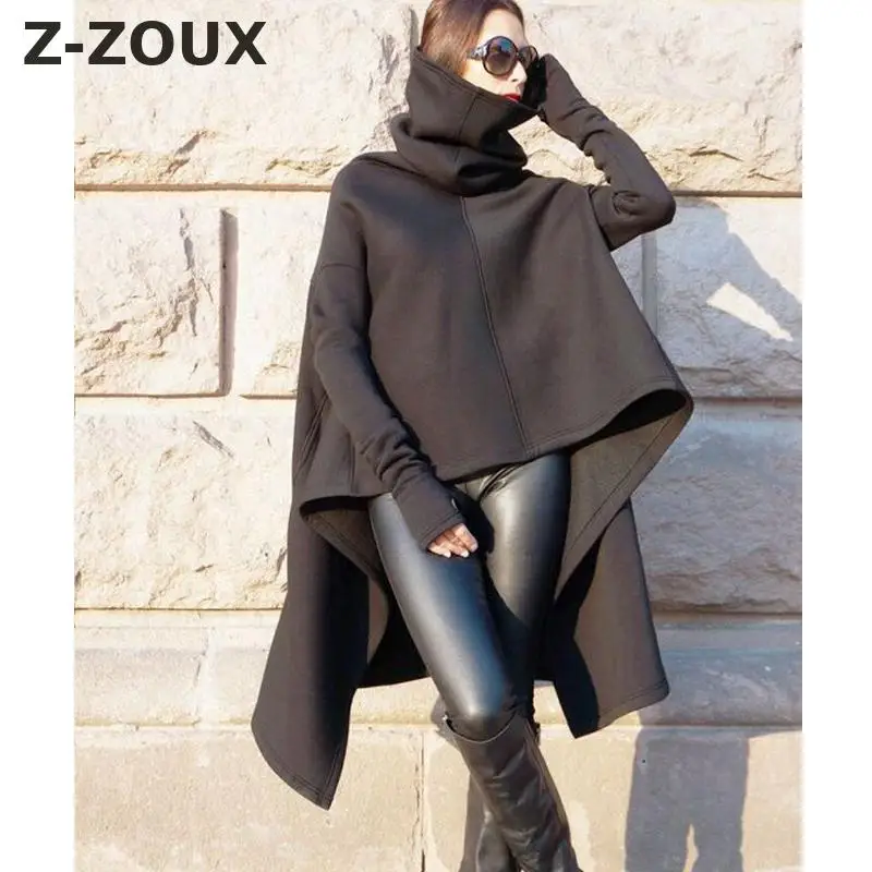 Z-ZOUX, Женская толстовка из хлопка, женские свитшоты, пуловер, водолазка, длинный рукав, Женское пальто, нерегулярные женские толстовки, Осень-зима