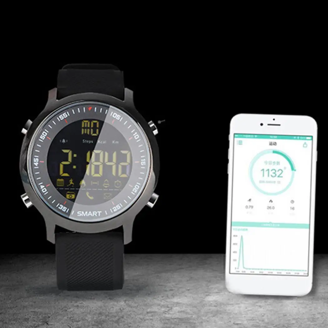 Unisex Fashion LCD Digital Pin Buckle Round Waterproof Pedometers Smart Watch