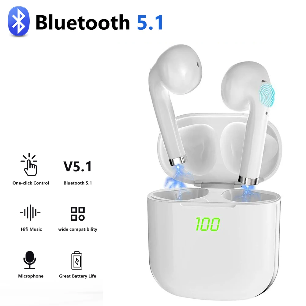 TWS Wireless Bluetooth Earphone for Iphone Earbuds Bluetooth 5 1 Headphone 9D Stereo HIFI with Microphone for Smartphone
