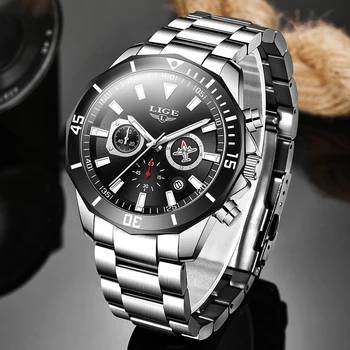 

LIGE Military Sport Men Watches Top Luxury Brand Waterproof Full Steel Strap Male Clock Gift Quartz Watch Men Relogio Masculino