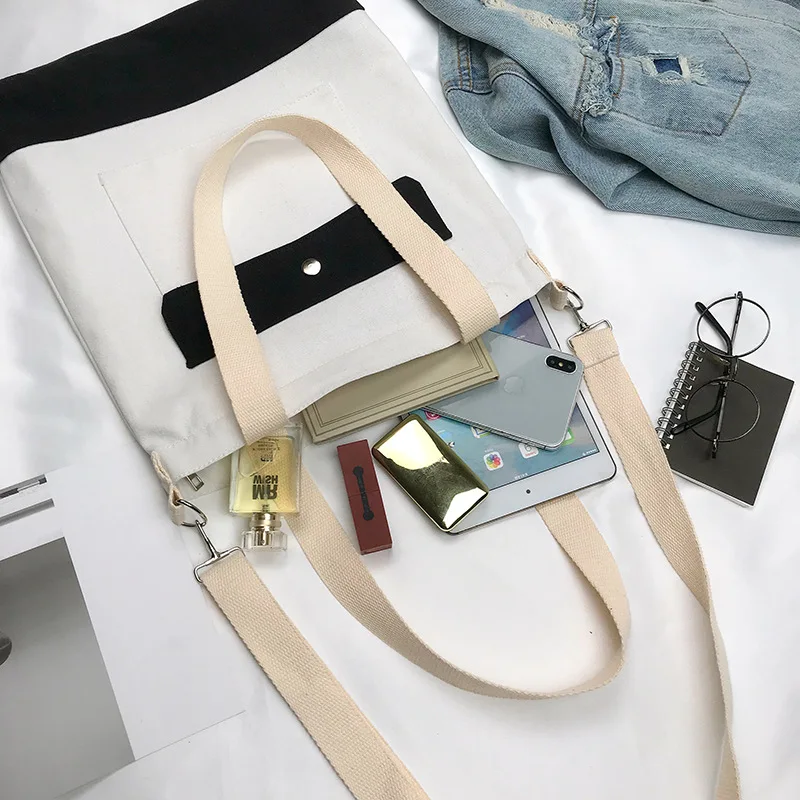 New Style Canvas Bag Women's Shoulder Joint Shoulder Cross-body Versitile Fashion Women’s Canvas Handbag Shopping Bag