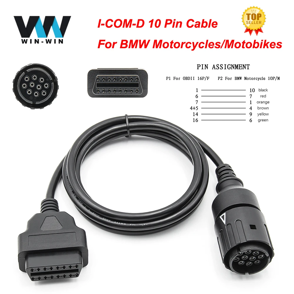 car inspection equipment for sale For BMW ICOM D 10 Pin Cable For Motorcycles Motobikes ICOM-D OBD 2 OBD2 Car Diagnostic Auto Tool ODB2 Scanner Extension cable automotive battery charger