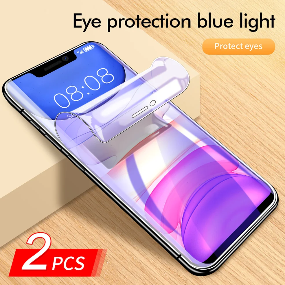 

2PCS 100D Anti-blue light Hydrogel Film For iPhone 11 Pro Max Xr X Xs Max Hydrogel Screen Protector For iPhone 7 8 6 6s Plus