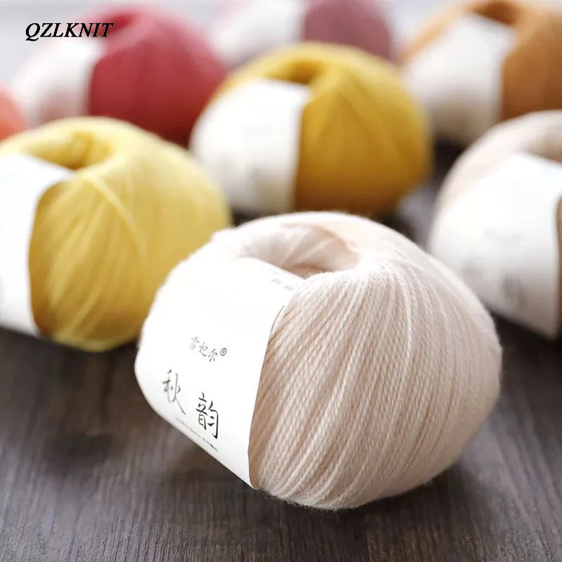 

QZLKNIT 50g/ball 75%Merino wool yarn Autumn/winter Soft medium-fine wool yarn DIY Hand knitted Crochet Baby clothes Yarn