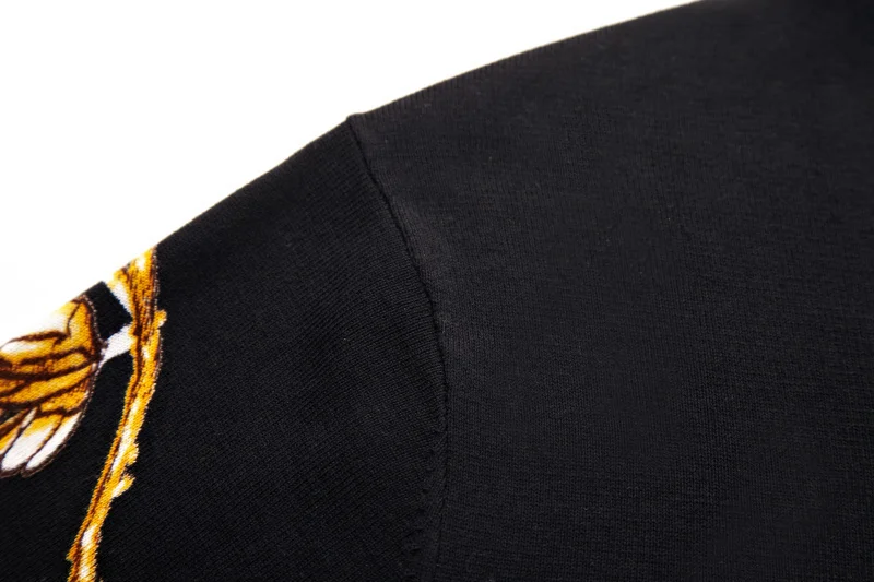 Mode Trui Erkek Kazak Gold Sueter Hombre Slim Fit Pull Homme Heren Bloemen Gedrukt Trui Heren Chompas Hombre