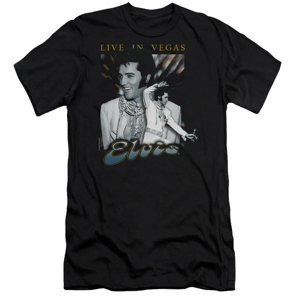 

Elvis Presley Slim Fit T-Shirt Live in Vegas Black Tee 2019 Men T Shirt Fashion