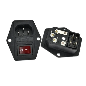 

High quality UL certificate 10A 250V IEC60320-C14 power socket with rocker switch snap electric industrial power connector