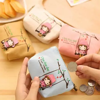 

1PCS Unisex Canvas Purse Card Key Mini Purse Pouch Canvas Bag Small Zipper Coin Purse Card Holder Wallet