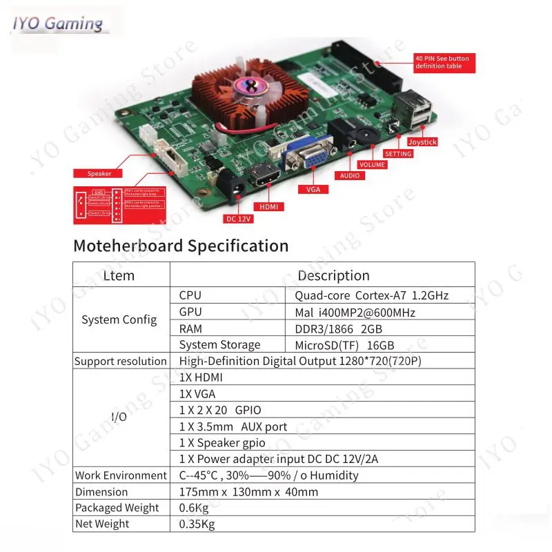  IYO Pandora Box X 2600 Games Arcade Console Zero Delay Joystick 8 Buttons PCB Board HDMI VGA Output