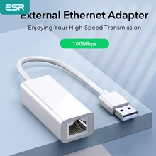 ESR USB 2.0 Ethernet Adapter Network Card to RJ45 Lan for Xiaomi Box for Windows 10 PC for Nintend Switch Ethernet 100Mbps USB