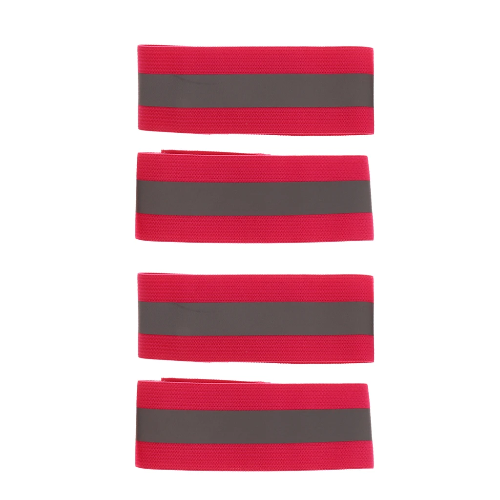 4x Elastic Reflective Hand Wrist Band Reflective Bracelet Rose Red