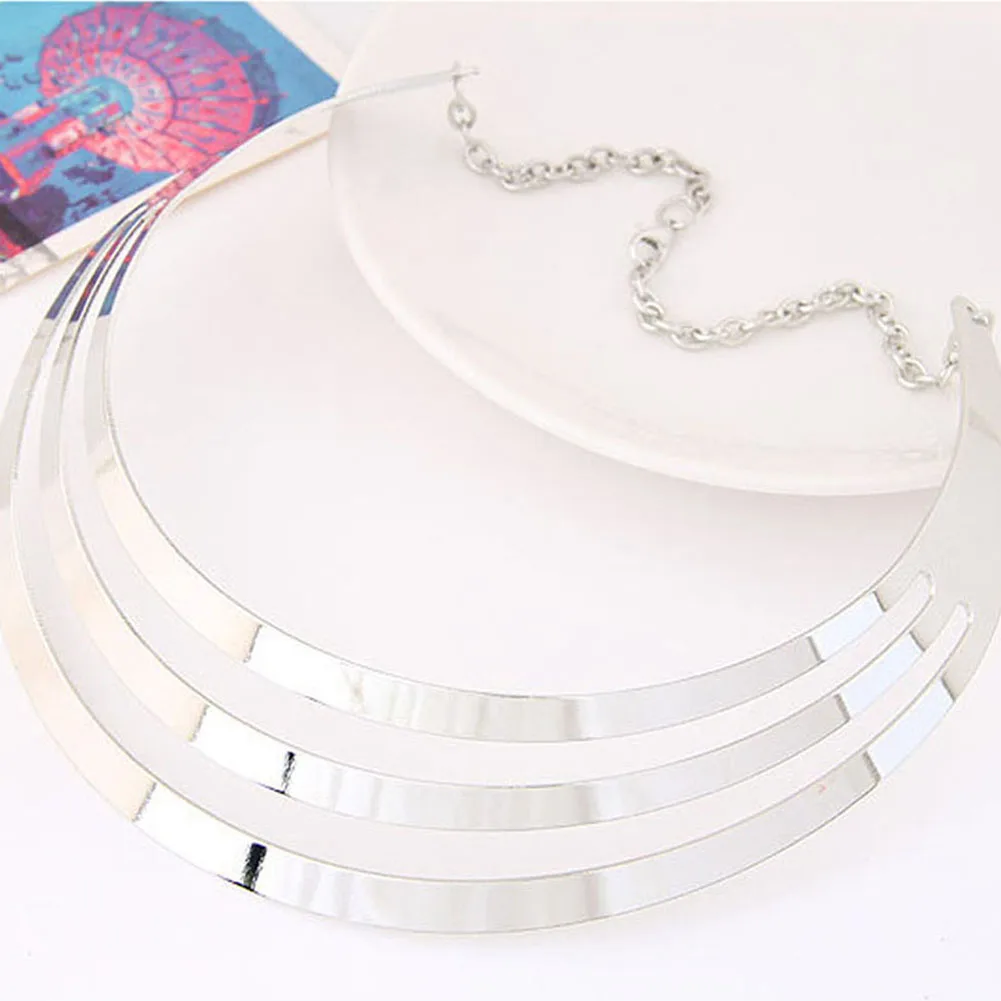 Модное женское ожерелье в стиле панк длинное ожерелье-колье Torque Bijoux3 Layers золотистый цвет, Круглый колье модные украшения