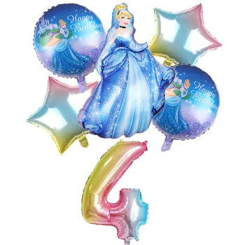 

6pcs Large Cinderella Belle Snow White sofia five Princess Foil Balloons Baby Birthday Party Decoration Helium Balloons kid gift
