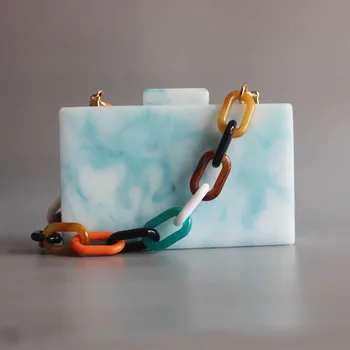 

Lady Crossbody Bag for Women Fashion Sac A Main Female Shoulder Female Handbags and Purses Pearl Light Blue Acrylic Evening Box