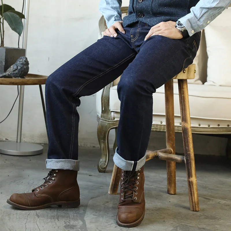 Red Tornado O3D10 Jeans A Vita Bassa Da 12 Once Per Uomo Selvedge Denim Straight Slim Fit