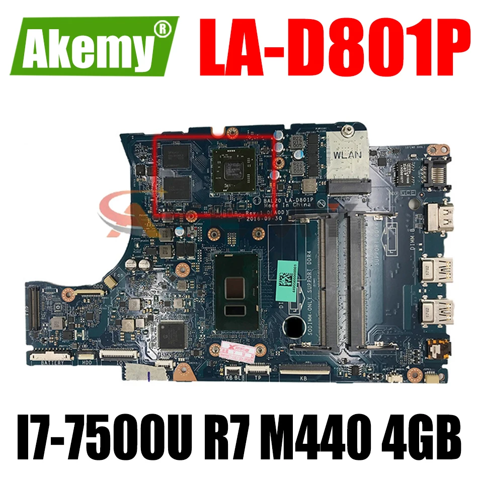 Akemy для DELL 5567 5767 Материнская плата ноутбука CN-0KFWK9 0KFWK9 KFWK9 I7-7500U Процессор R7 M440 4 Гб