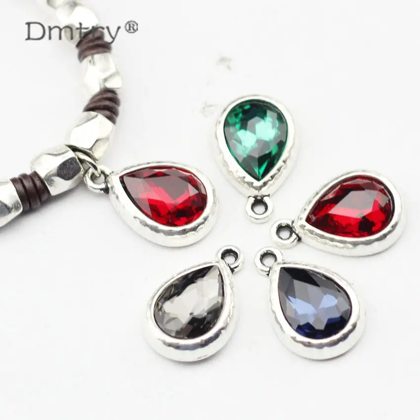 

Dmtry 5pcs/lot Wholesale Brand Water Drop Crystal Necklace Bracelet Charms Jewelry Making Findings Material Accessories LC0137