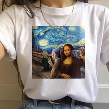 Mona Lisa Футболка женская Ван Гог Забавный Топ Футболка vogue harajuku 90s Уличная Сейлор Мун Повседневная футболка с принтом женская