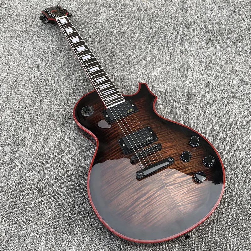 

2019 High quality 6 String Electric Guitar, Mahogany body With Flamed Maple Top,Red Celluloid binding,free shipping