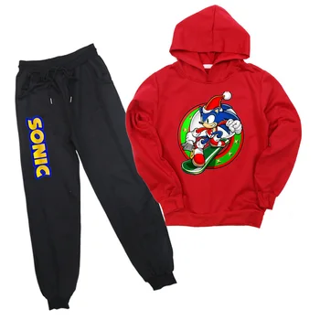 

2Pcs Sonic The Hedgehog Christmas Children Clothes Boys Girls Fashion Hoodies And Pant Kids Casual Jogging Suit For 2-14Y
