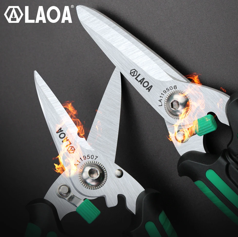 LAOA Multifunctional Scissors Made in Taiwan,China With safety Lock Stainless Shears Cutting Wire cutters Household scissors 4