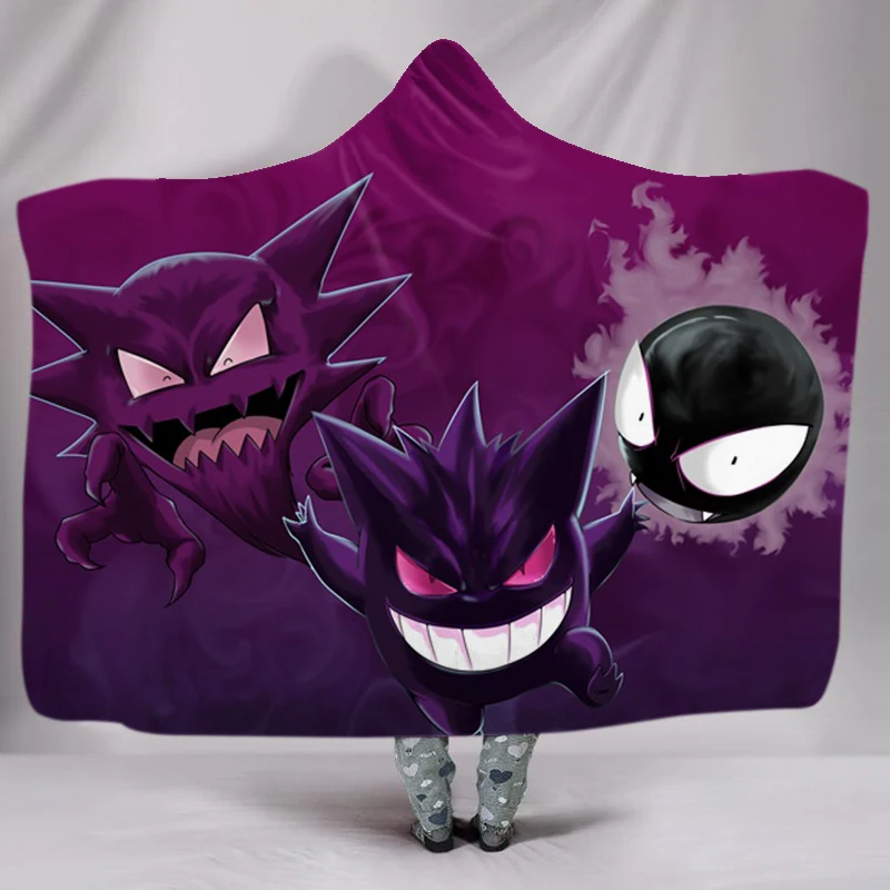 

Pokemon Series Blanket Cartoon Anime Character Ghost Wearable Plush Throw Thick Warm Winter Home Blanket for Boy Girls 150x200cm