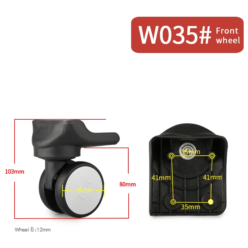 Replacement suitcase luggage the wheels fashion accessories wheels lockbox suitcase luggage accessories rolling mutes Casters - Цвет: W035(2 Wheels)Front