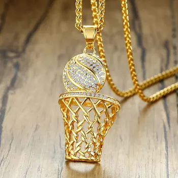 

FXM CCE29 stainless steel necklace hot sell gold color popular single women 58mm Basketball gift women jewelry