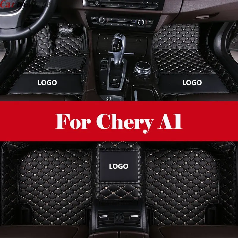 

Car Floor Mats Carpet Leather Floorliner Water&Dust-Proof Protector Floor Mats Waterproof Mat+LOGO For Chery A1