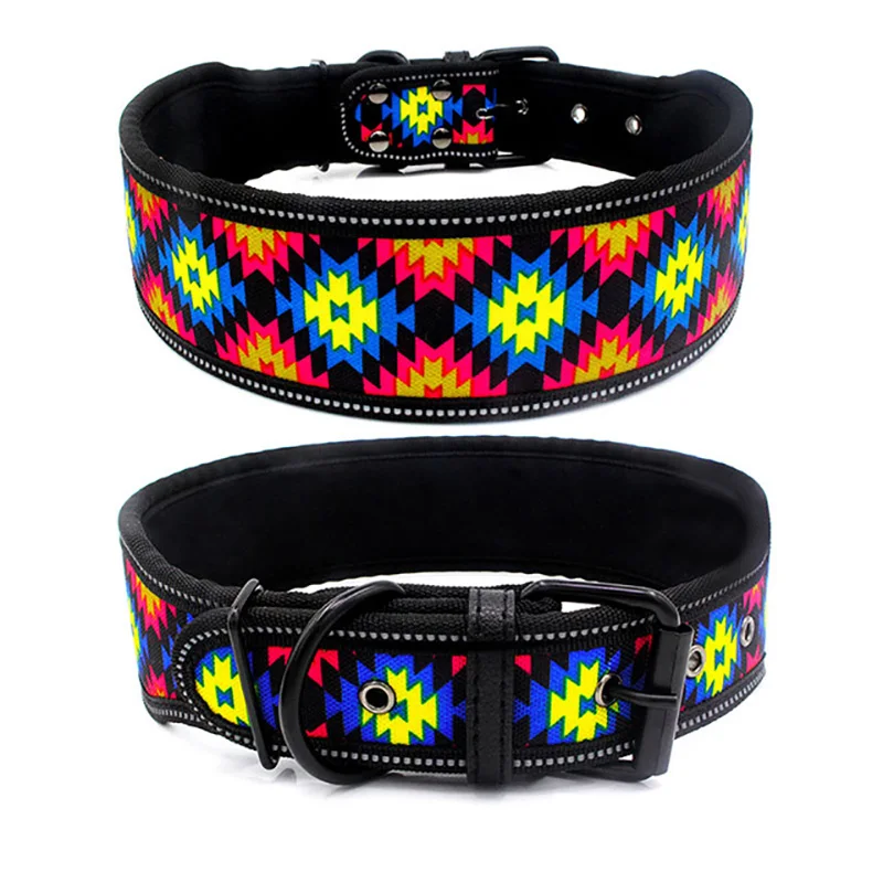 10 Colors Reflective Puppy Big Dog Collar with Buckle Adjustable Pet Collar for Small Medium Large Dogs Pitbull Leash Dog Chain 