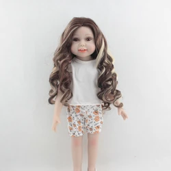 Perruque de poupée américaine classique 18 pouces, cheveux longs bouclés, accessoires de poupée, couleur naturelle, haute résistance ondulée pour poupée DIY 